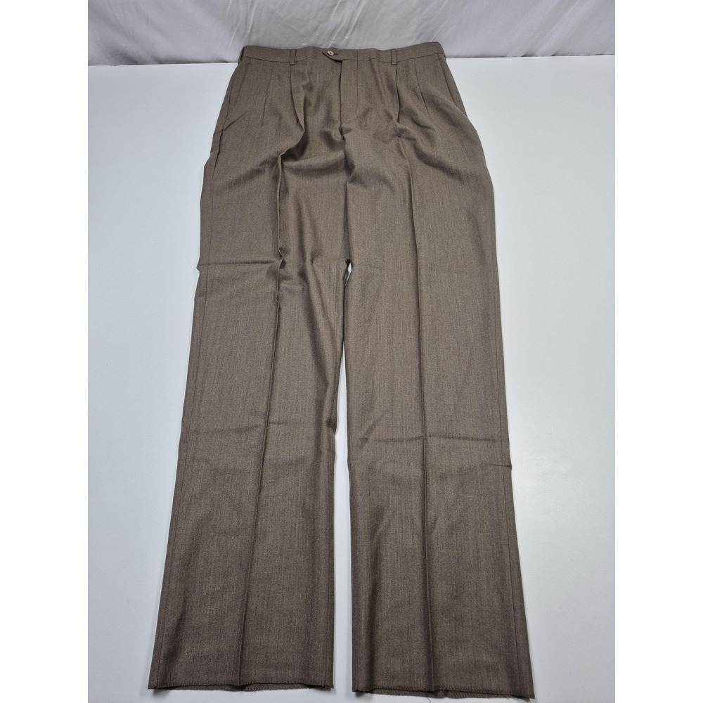 John Alexander Dress Pants Mens 38x36 Brown Wool Cashmere Pleated Unhemmed NWT